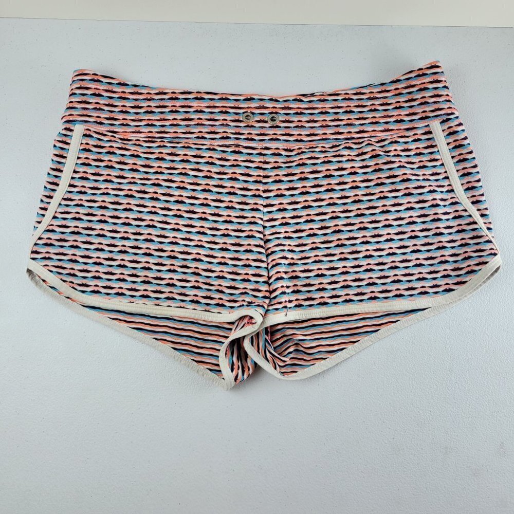 Athleta Stripe Running Mini Shorts Stretch Lined Textured Large Women Multicolor